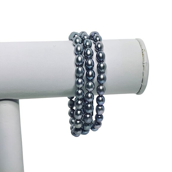 Set Of 3 Honora Gray Freshwater Pearl Stretch Bracelets (5954) - Picture 2 of 4